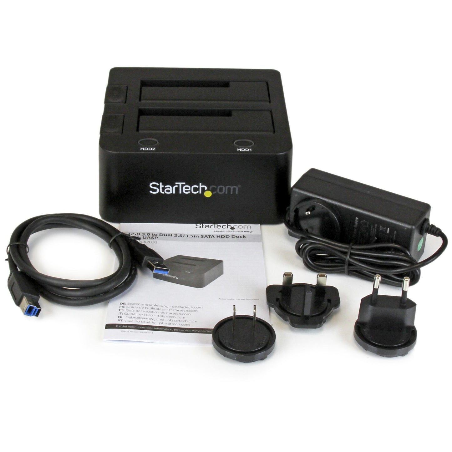 StarTech.com SDOCK2U33 base de conexión para disco duro USB 3.2 Gen 1 (3.1 Gen 1) Type-B Negro