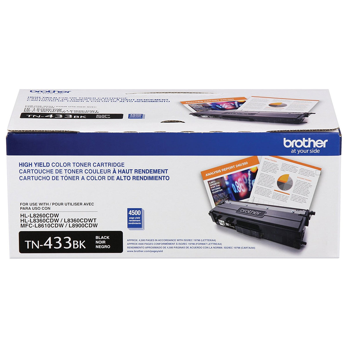 Tóner Brother TN433BK Rendimiento 4500 Páginas MFCL8900CDW Color Negro