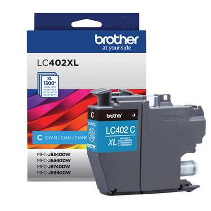 Tinta Brother LC402XL Súper Alto Rendimiento Hasta 1500 Páginas Color Cian