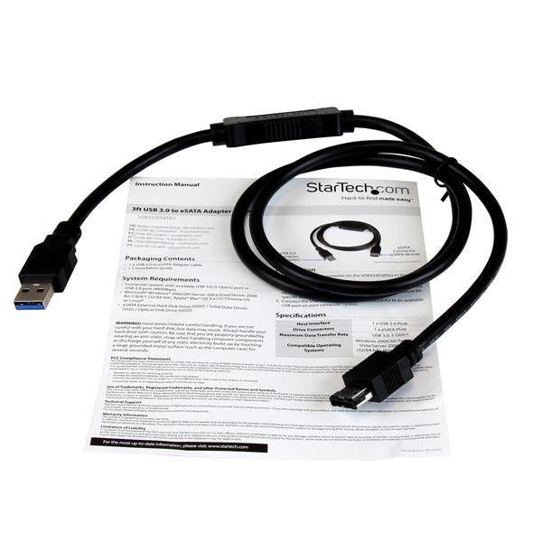 StarTech.com USB3S2ESATA3 cable USB 0.9 m USB A Negro