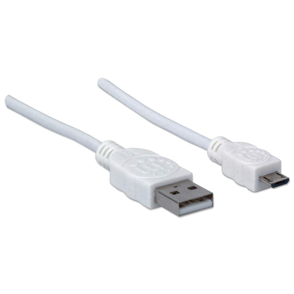 Cable Manhattan USB-A Micro USB-B 2.0 Alta Velocidad 1m Color Blanco