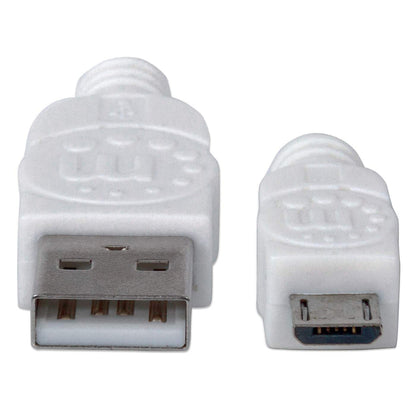 Cable Manhattan USB-A Micro USB-B 2.0 Alta Velocidad 1m Color Blanco
