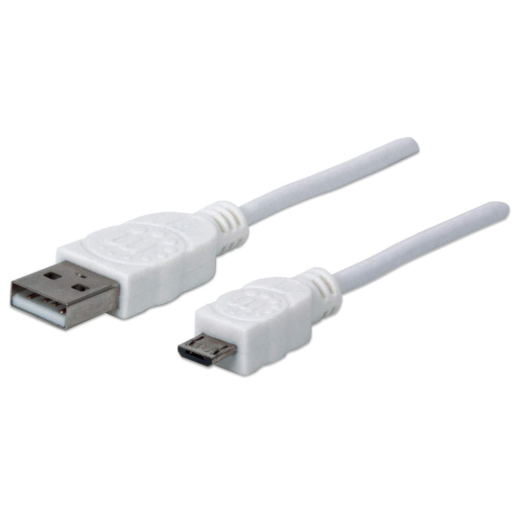 Cable Manhattan USB-A Micro USB-B 2.0 Alta Velocidad 1m Color Blanco