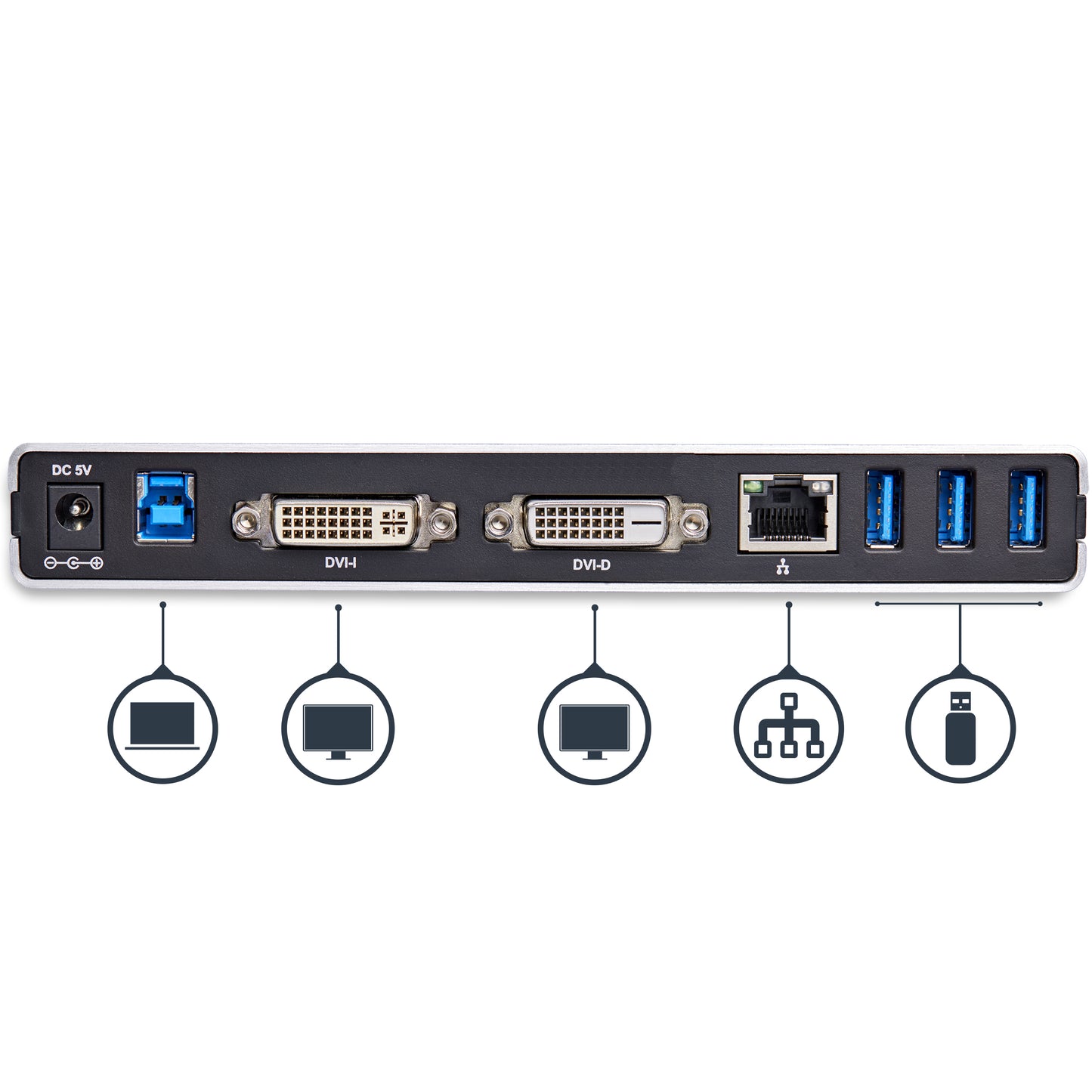 StarTech.com USB3SDOCKDD base para laptop o replicador de puertos Alámbrico USB 3.2 Gen 1 (3.1 Gen 1) Type-B Negro, Plata