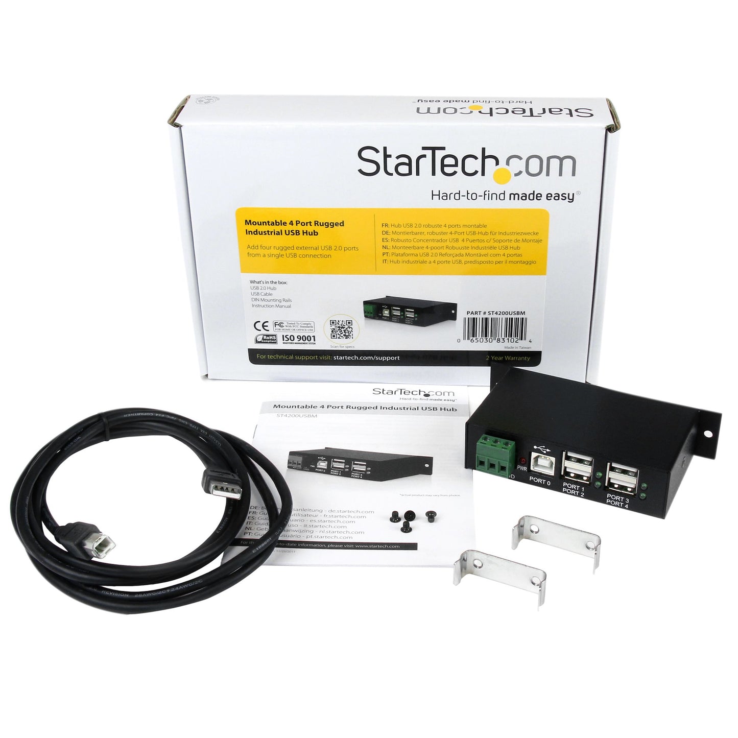 StarTech.com ST4200USBM nodo concentrador USB 2.0 Type-B 480 Mbit/s Negro