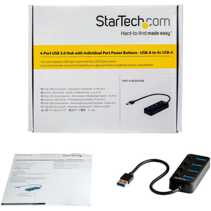 StarTech.com HB30A4AIB nodo concentrador USB 3.2 Gen 1 (3.1 Gen 1) Type-A 5000 Mbit/s Negro