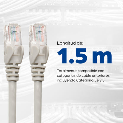 Cable Patch Intellinet 1.5m(5.0F) Cat 6 UTP Color Gris