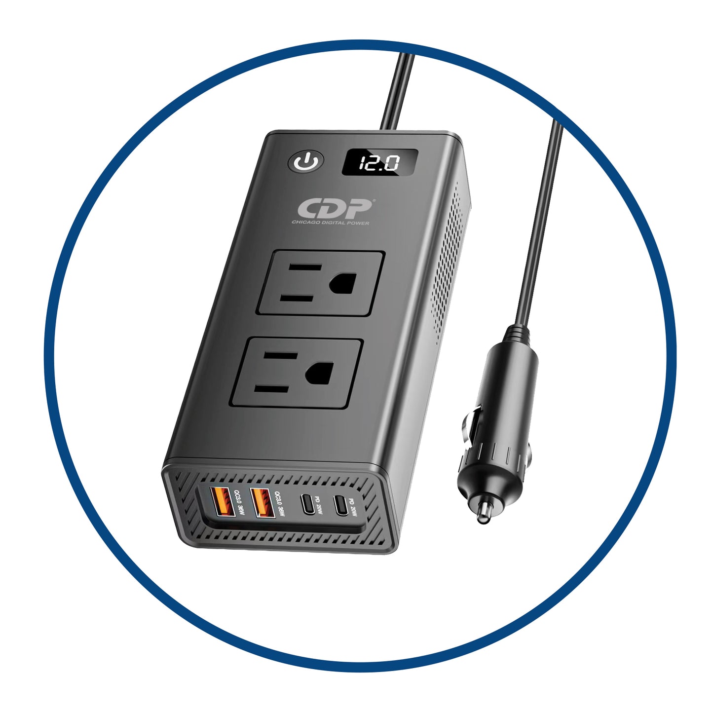 CDP XVU212 adaptador e inversor de corriente Auto 200 W Negro, Gris