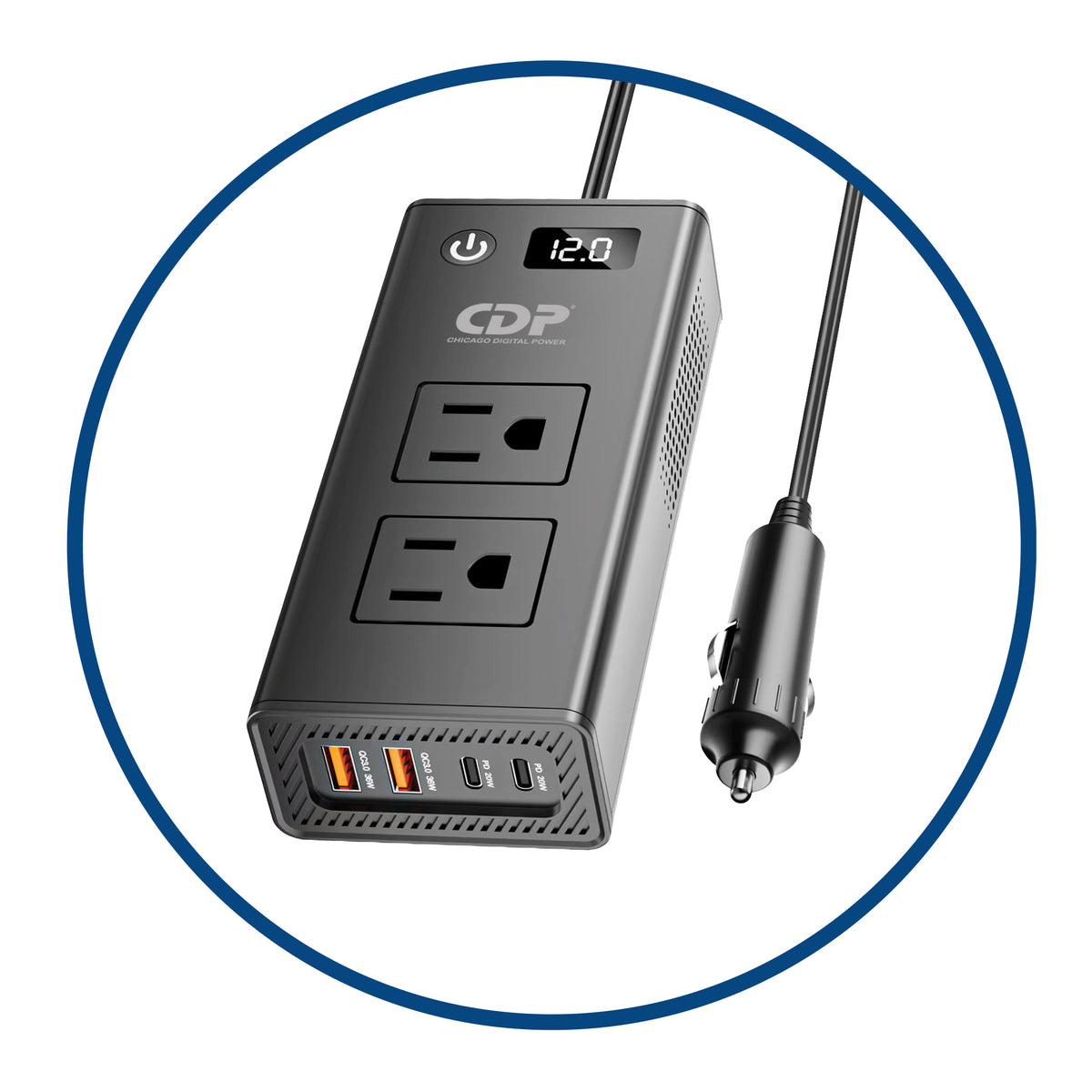 CDP XVU212 adaptador e inversor de corriente Auto 200 W Negro, Gris