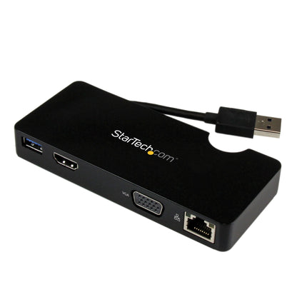 StarTech.com USB3SMDOCKHV base para laptop o replicador de puertos Alámbrico USB 3.2 Gen 1 (3.1 Gen 1) Type-A Negro