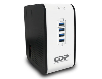 Regulador de voltaje CDP R2CU-AVR1008 1000VA/500W indicadores LED de funcionamiento 8  NEMA 5-15R y 4 puertos USB
