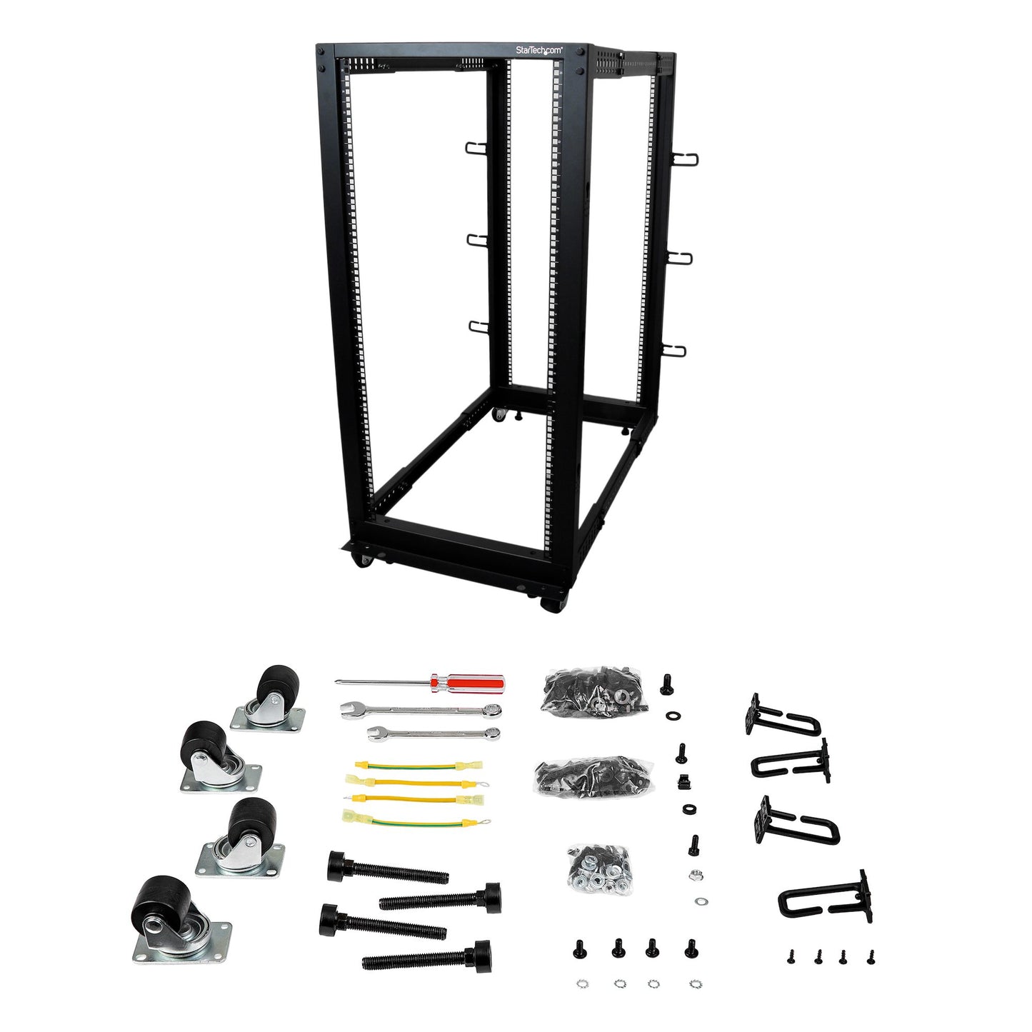 StarTech.com 4POSTRACK25U armario rack Rack o bastidor independiente Negro