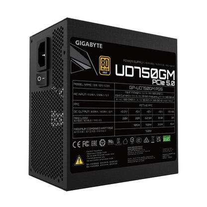 Fuente de Poder Gigabyte GP-UD750GM PG5 80 PLUS Gold Modular 24-pin ATX 12VHPWR 120mm 750W