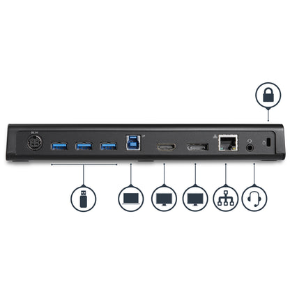 StarTech.com USB3DOCKHDPC base para laptop o replicador de puertos Alámbrico USB 3.2 Gen 1 (3.1 Gen 1) Type-B Negro