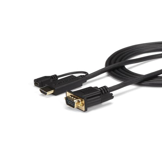 StarTech.com HD2VGAMM10 adaptador de cable de vídeo VGA (D-Sub) HDMI + Micro USB Negro