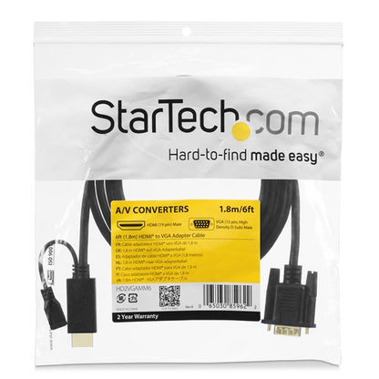 StarTech.com HD2VGAMM6 adaptador de cable de vídeo 1.9 m VGA (D-Sub) HDMI + Micro USB Negro