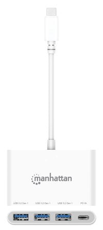 Manhattan 168434 nodo concentrador USB 3.2 Gen 1 (3.1 Gen 1) Type-C 5000 Mbit/s Blanco