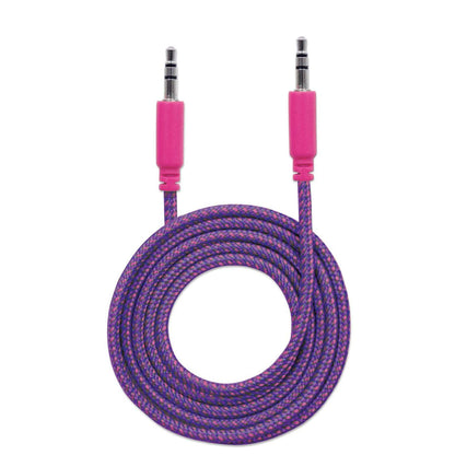 Cable Manhattan Audio Estéreo con Recubrimiento Textil 3.5mm 1m Color Rosa-Morado
