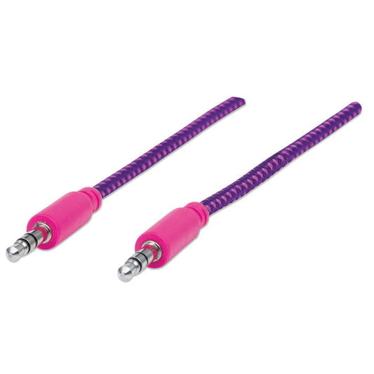 Cable Manhattan Audio Estéreo con Recubrimiento Textil 3.5mm 1m Color Rosa-Morado