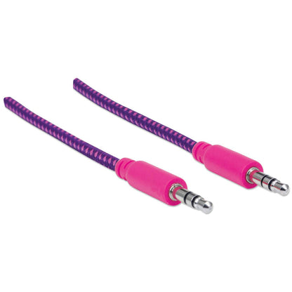 Cable Manhattan Audio Estéreo con Recubrimiento Textil 3.5mm 1m Color Rosa-Morado