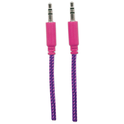 Cable Manhattan Audio Estéreo con Recubrimiento Textil 3.5mm 1m Color Rosa-Morado