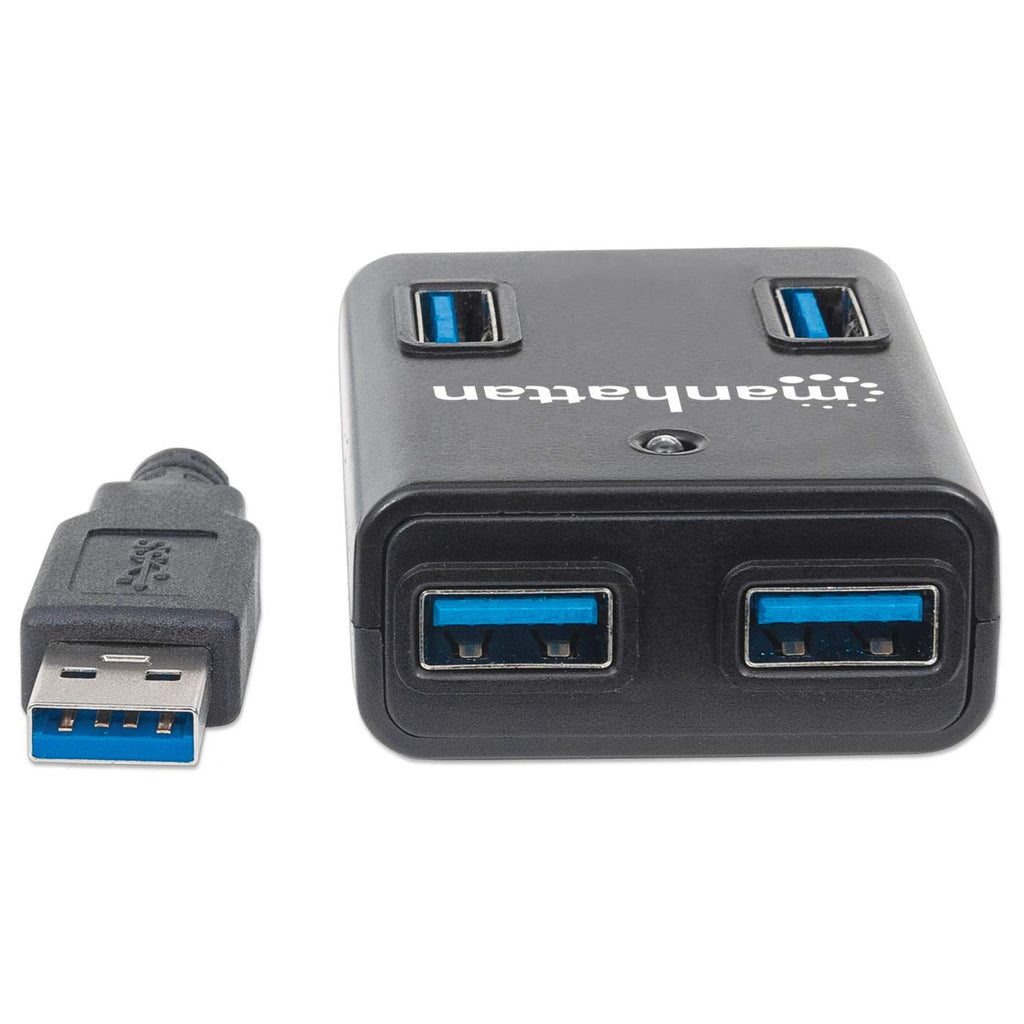 Hub Manhattan USB 3.0 Súper Velocidad 4 Puertos Color Negro