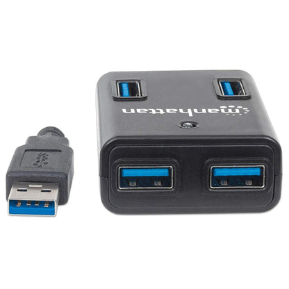 Hub Manhattan USB 3.0 Súper Velocidad 4 Puertos Color Negro