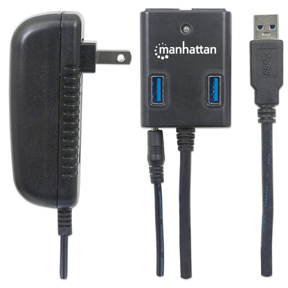 Hub Manhattan USB 3.0 Súper Velocidad 4 Puertos Color Negro