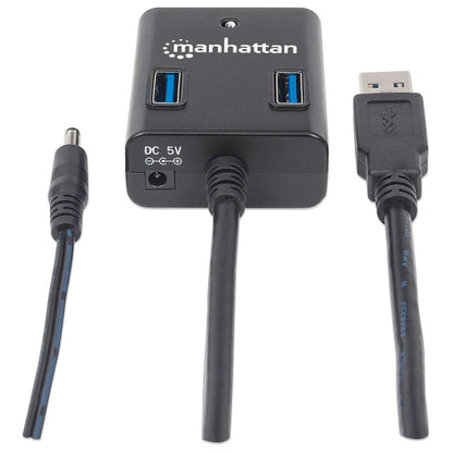 Hub Manhattan USB 3.0 Súper Velocidad 4 Puertos Color Negro
