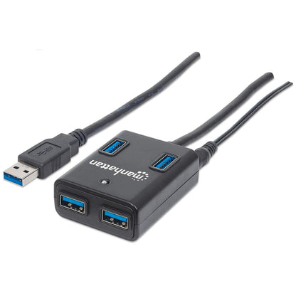 Hub Manhattan USB 3.0 Súper Velocidad 4 Puertos Color Negro