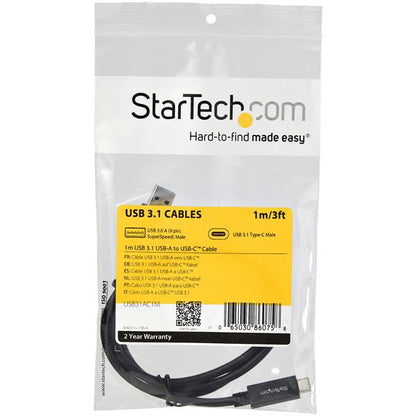 StarTech.com USB31AC1M cable USB USB 3.2 Gen 2 (3.1 Gen 2) USB A USB C 10 Gbit/s