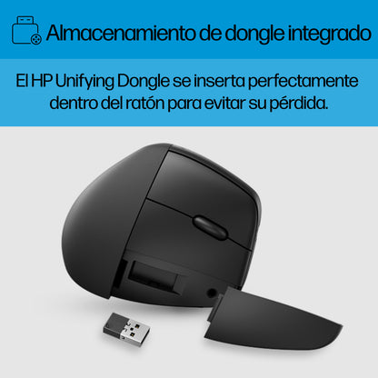 HP 925 Ergonomic Vertical Wireless Mouse ratón Oficina Diestro RF inalámbrico + bluetooth 4000 DPI