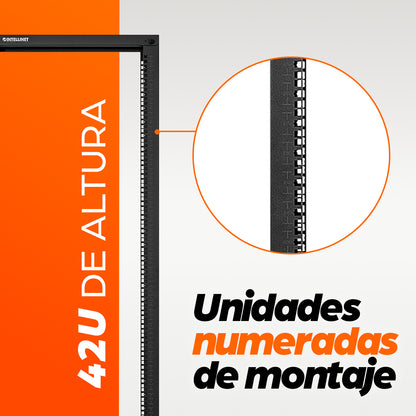 Rack Intellinet de Dos Postes 19" 42U Estándar Desarmado Flactpack Color Negro