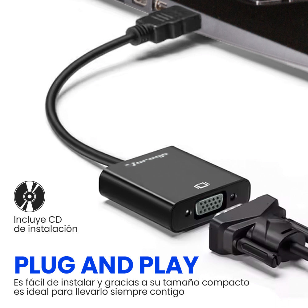 Convertidor Vorago ADP-200 USB 3.0 a VGA FHD Color Negro