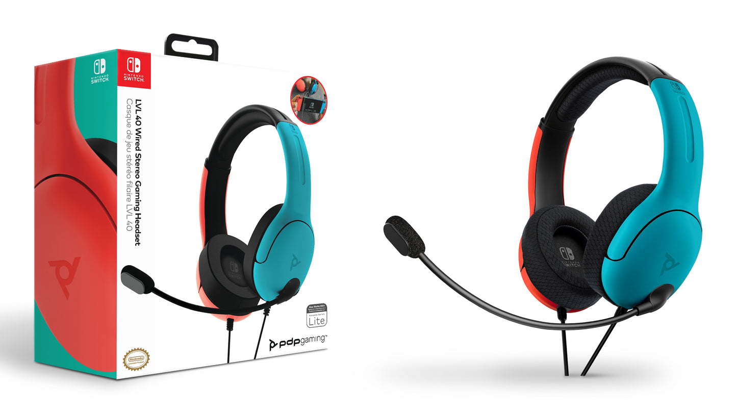 PDP LVL40 Auriculares Alámbrico Diadema Juego Negro, Azul, Rojo