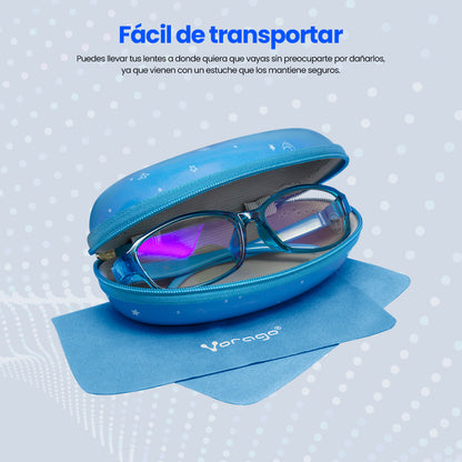 Lentes Gamer Vorago KG-200 Kids PC/Tablet Anti Luz Azul Estuche Color Azul