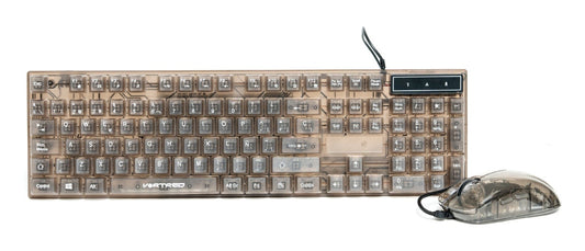 Kit Gamer Perfect Choice Teclado Transparente + Mouse Helumo Alámbrico Ergonómico y Resistente