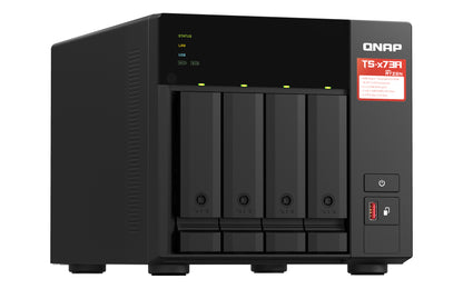 Unidad NAS QNAP CPU Ryzen V1500B Quad Core 2.2Ghz 8GB RAM RJ45 10GbE  4 Bahias 3.5 Hasta 24TB Linux Sin Discos
