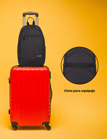 Mochila TechZone Easy Lite Negro con Compartimiento para Laptop de 15.6"