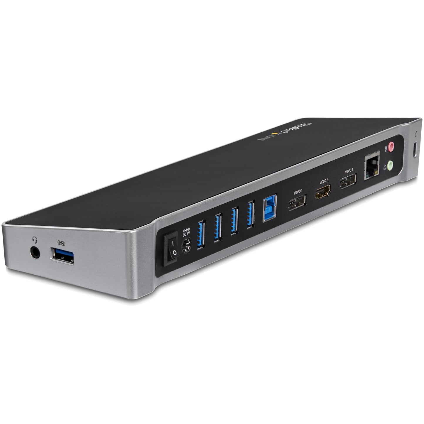 StarTech.com USB3DOCKH2DP base para laptop o replicador de puertos Alámbrico USB 3.2 Gen 1 (3.1 Gen 1) Type-A Negro, Plata