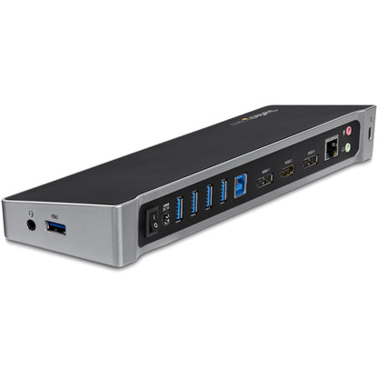 StarTech.com USB3DOCKH2DP base para laptop o replicador de puertos Alámbrico USB 3.2 Gen 1 (3.1 Gen 1) Type-A Negro, Plata