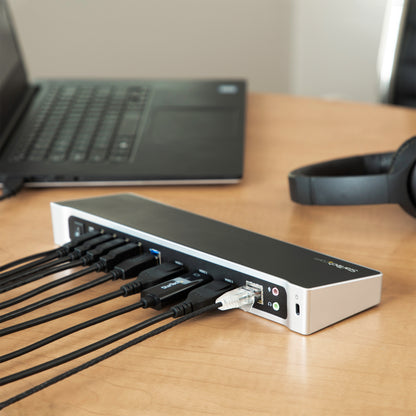 StarTech.com USB3DOCKH2DP base para laptop o replicador de puertos Alámbrico USB 3.2 Gen 1 (3.1 Gen 1) Type-A Negro, Plata