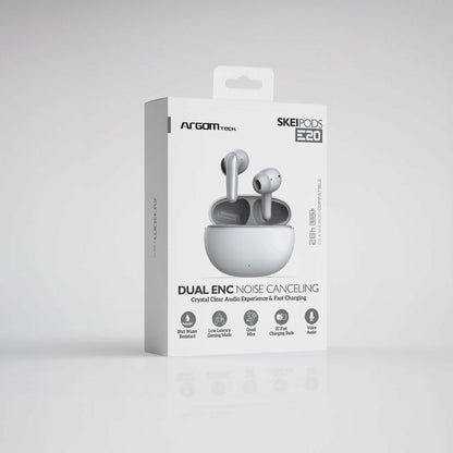 Audifonos Argomtech Inalámbricos Skeipods E20 Control Táctil Resistente al Agua Color Blanco