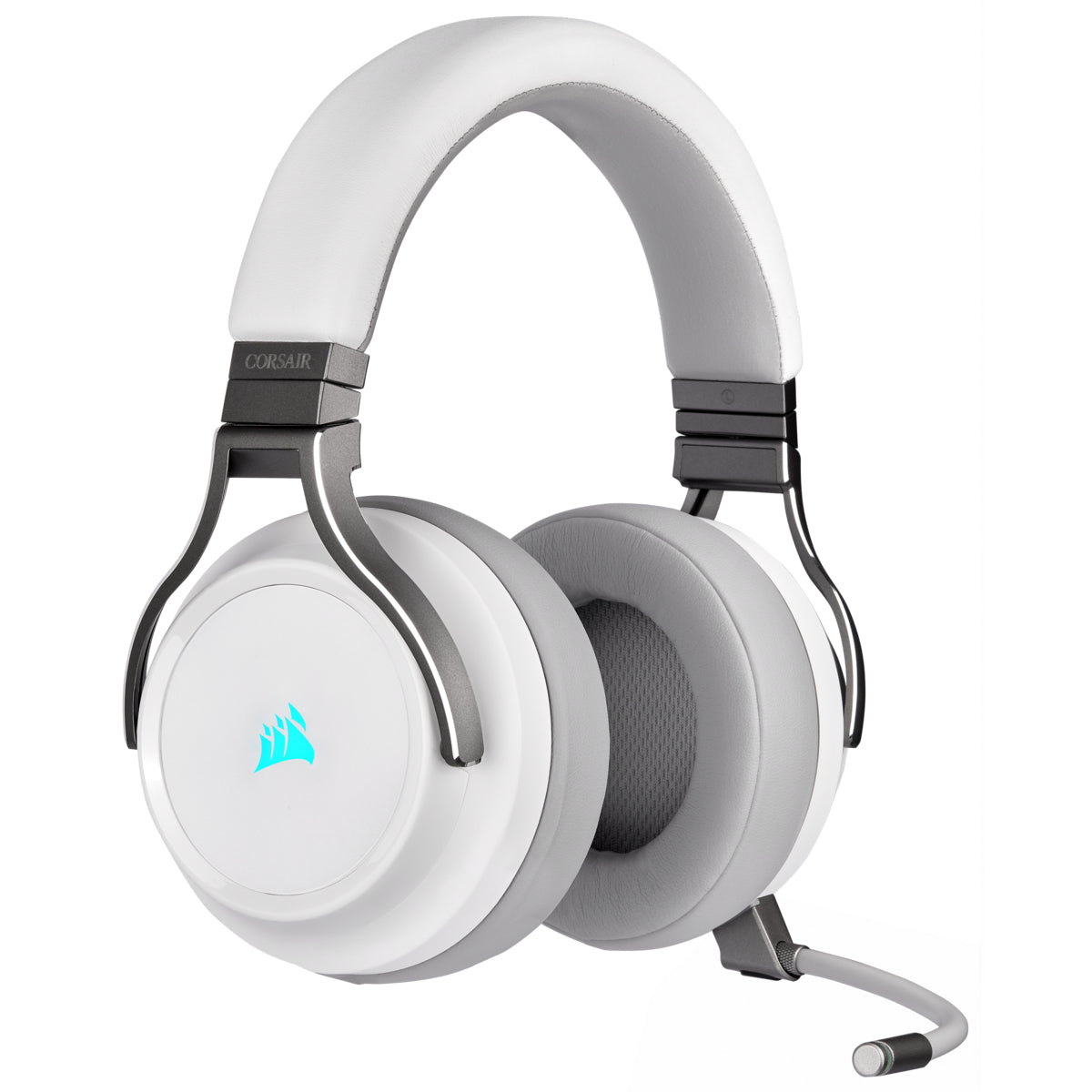 Audífonos Corsair (CA-9011186-NA) Virtuoso Inalámbricos 7.1 Canales USB-C/Micrófono Comp. PC RGB Blanco