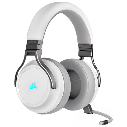 Audífonos Corsair (CA-9011186-NA) Virtuoso Inalámbricos 7.1 Canales USB-C/Micrófono Comp. PC RGB Blanco