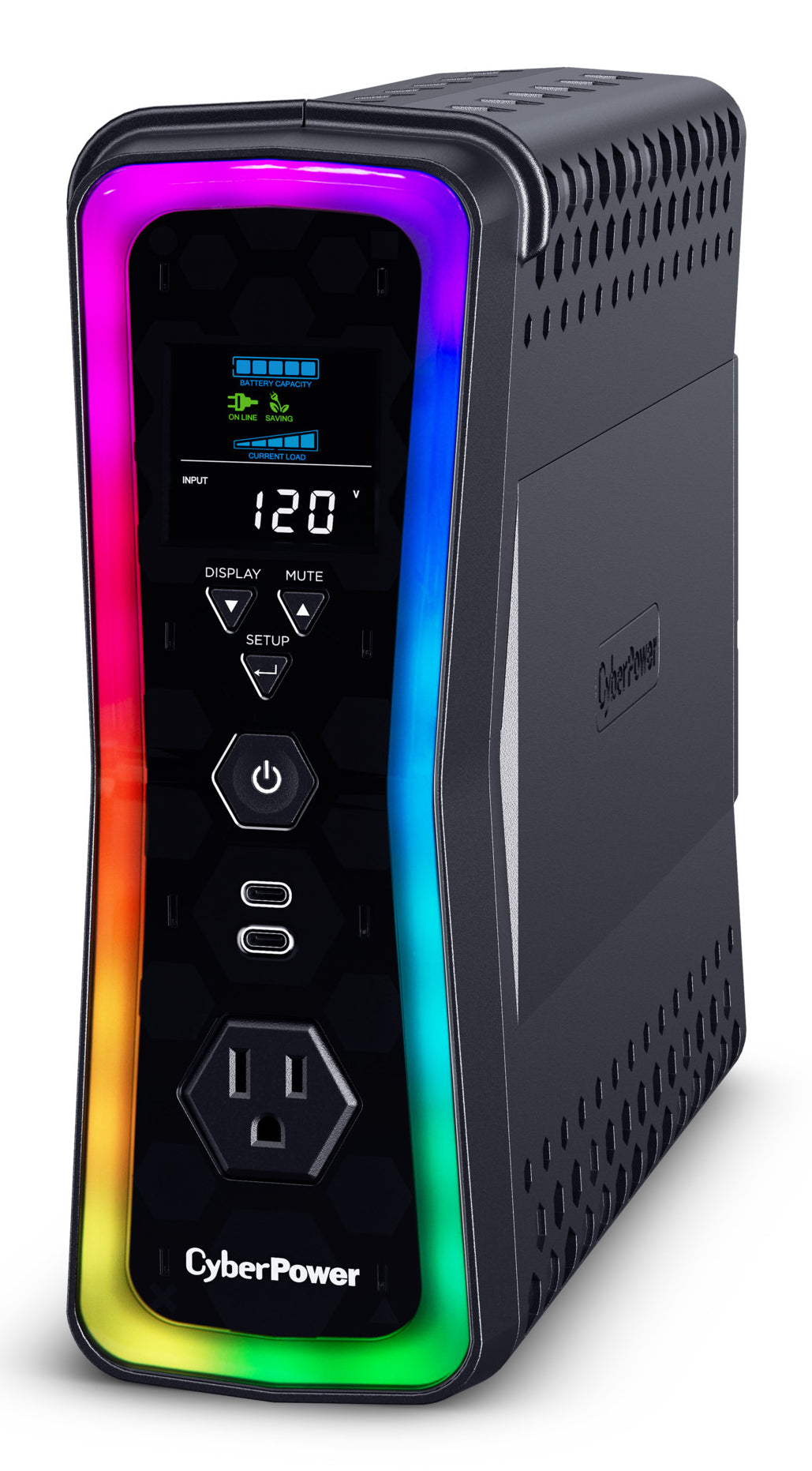 UPS CyberPower GX150C2 1500VA 1000W 120V PFC Activo RGB Panel LCD USB-Cx2