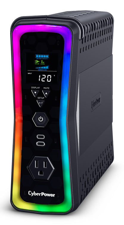 UPS CyberPower GX150C2 1500VA 1000W 120V PFC Activo RGB Panel LCD USB-Cx2