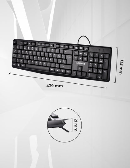 TechZone Alámbrico teclado Universal USB QWERTY Negro