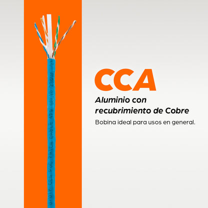 Bobina Cable Intellinet Cat 6 CCA 305m Sólida Color Azul