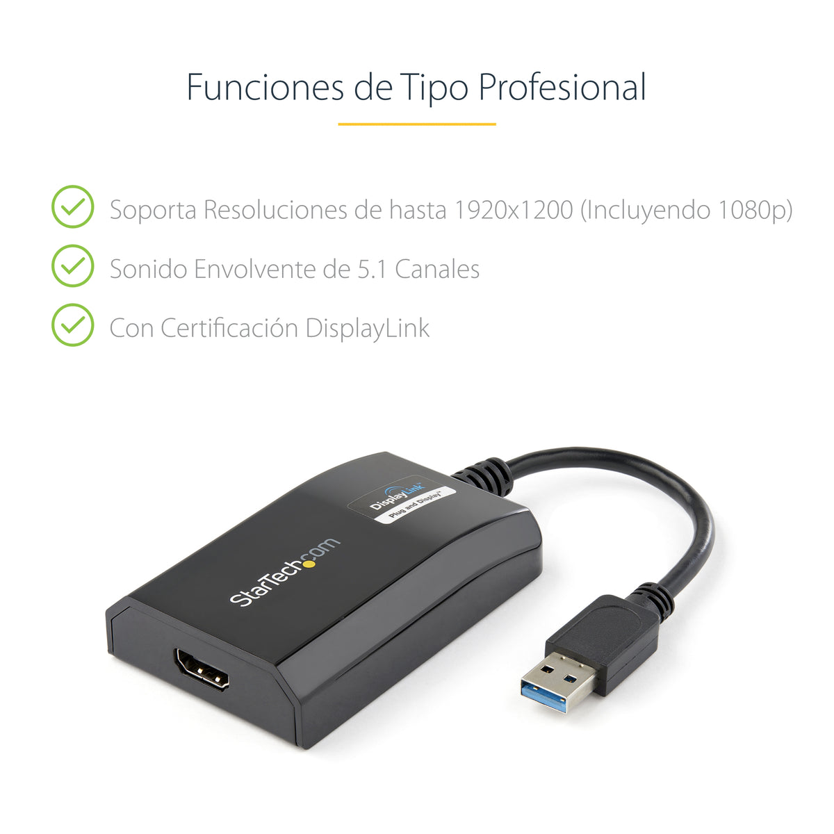 StarTech.com USB32HDPRO adaptador gráfico USB 1920 x 1200 Pixeles Negro